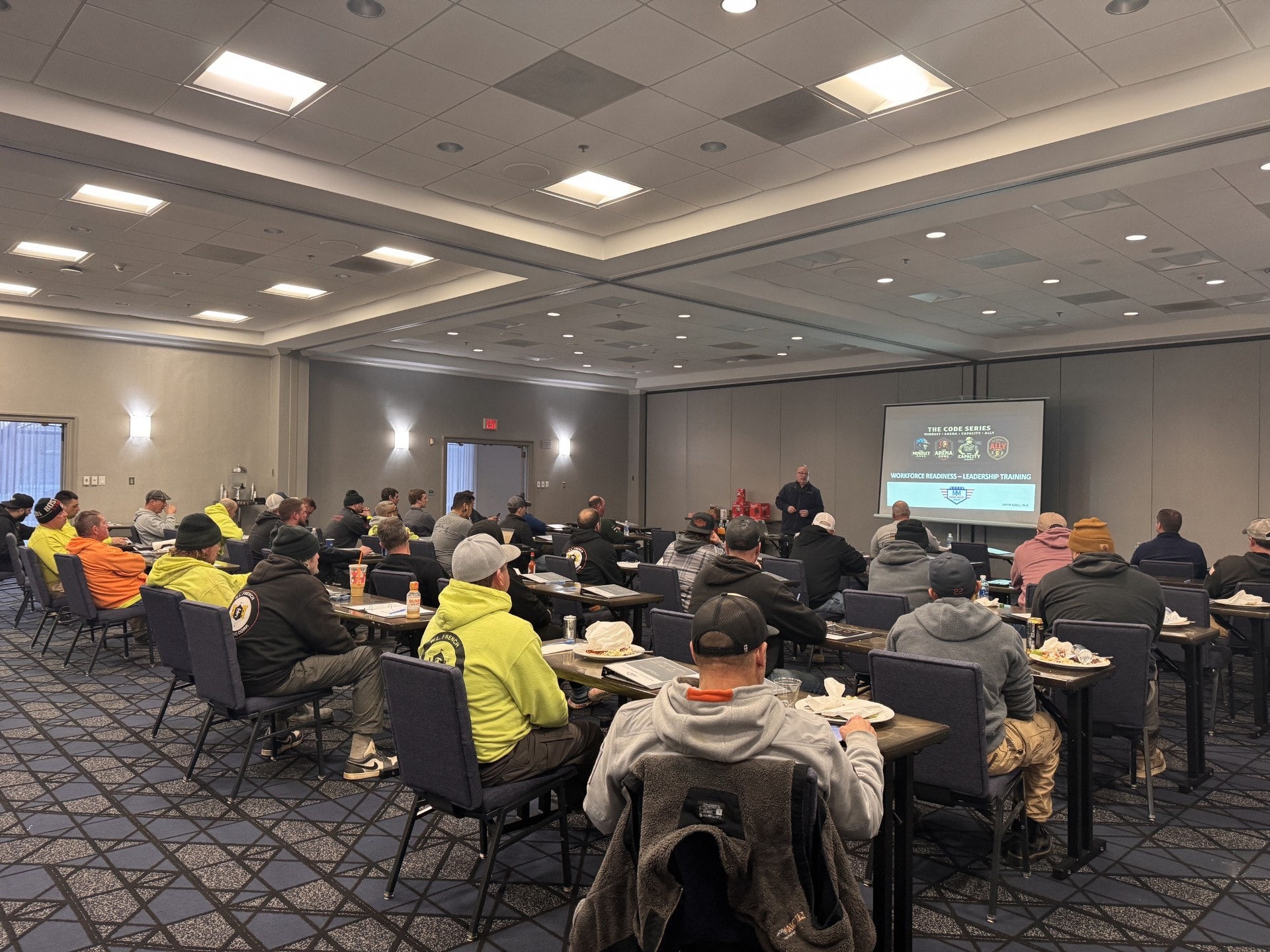 Mission Mindset Institute leadership session on an active construction jobsite